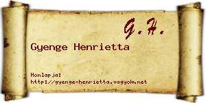 Gyenge Henrietta névjegykártya